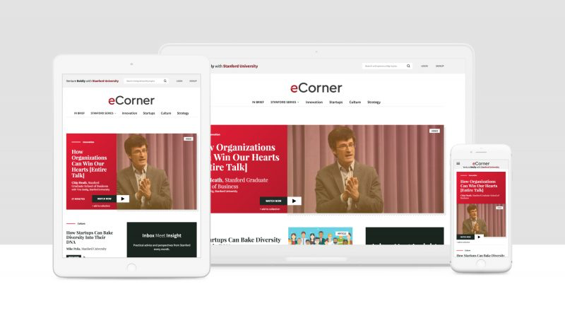 A screenshot of eCorner. Stanford is one of 10up's clients.
