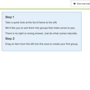 Screenshot of Optimal Sort's UI for card sorting