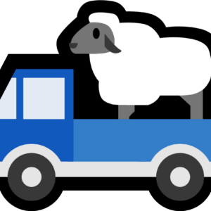 Truck Sheep is an illustration of a blue pickup truck with a fluffy sheep in the truck bed