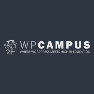 Dark blue desktop wallpaper with WPCampus logo - 2560x1600